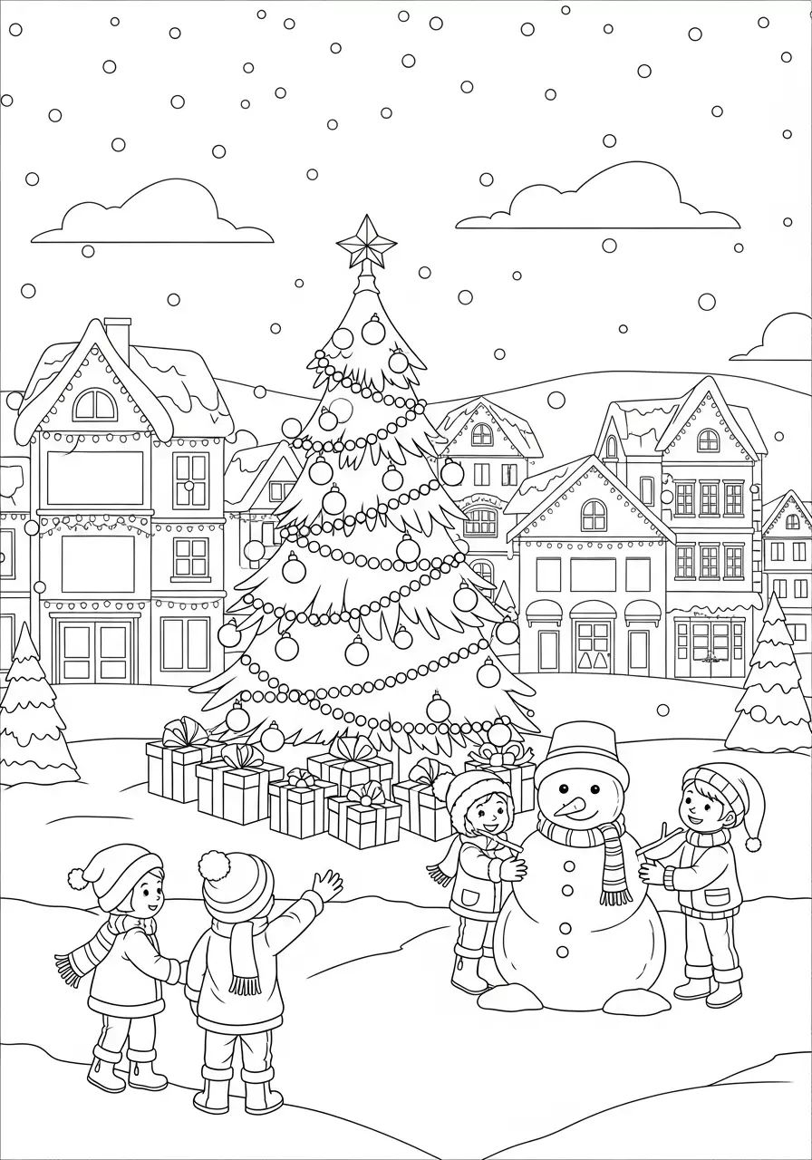 tranh tô màu giáng sinh người tuyết 6