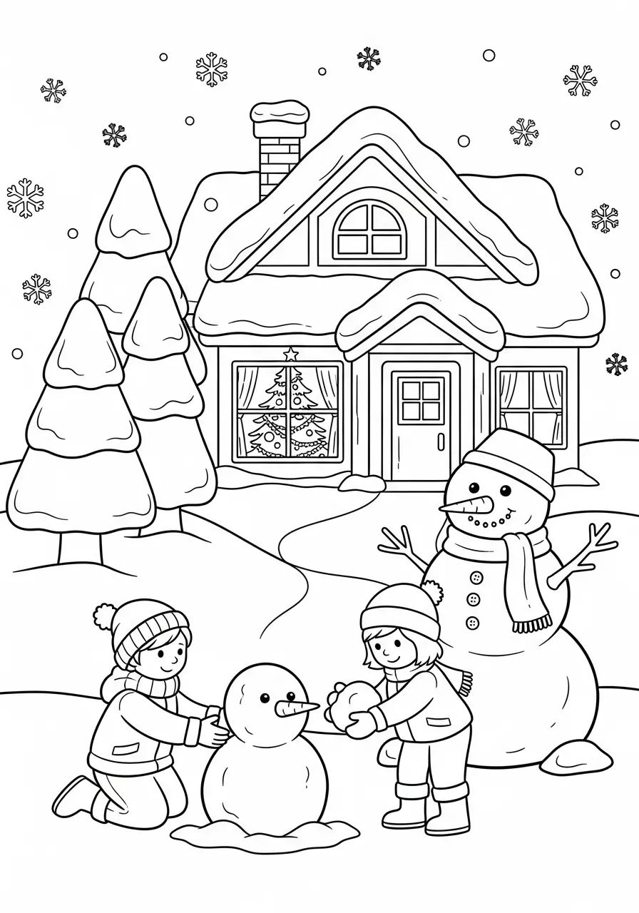 tranh tô màu giáng sinh người tuyết 7