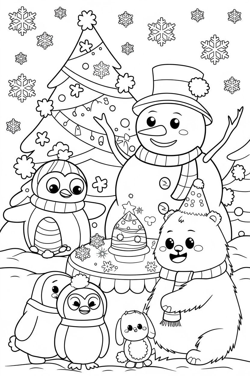 tranh tô màu giáng sinh người tuyết 8