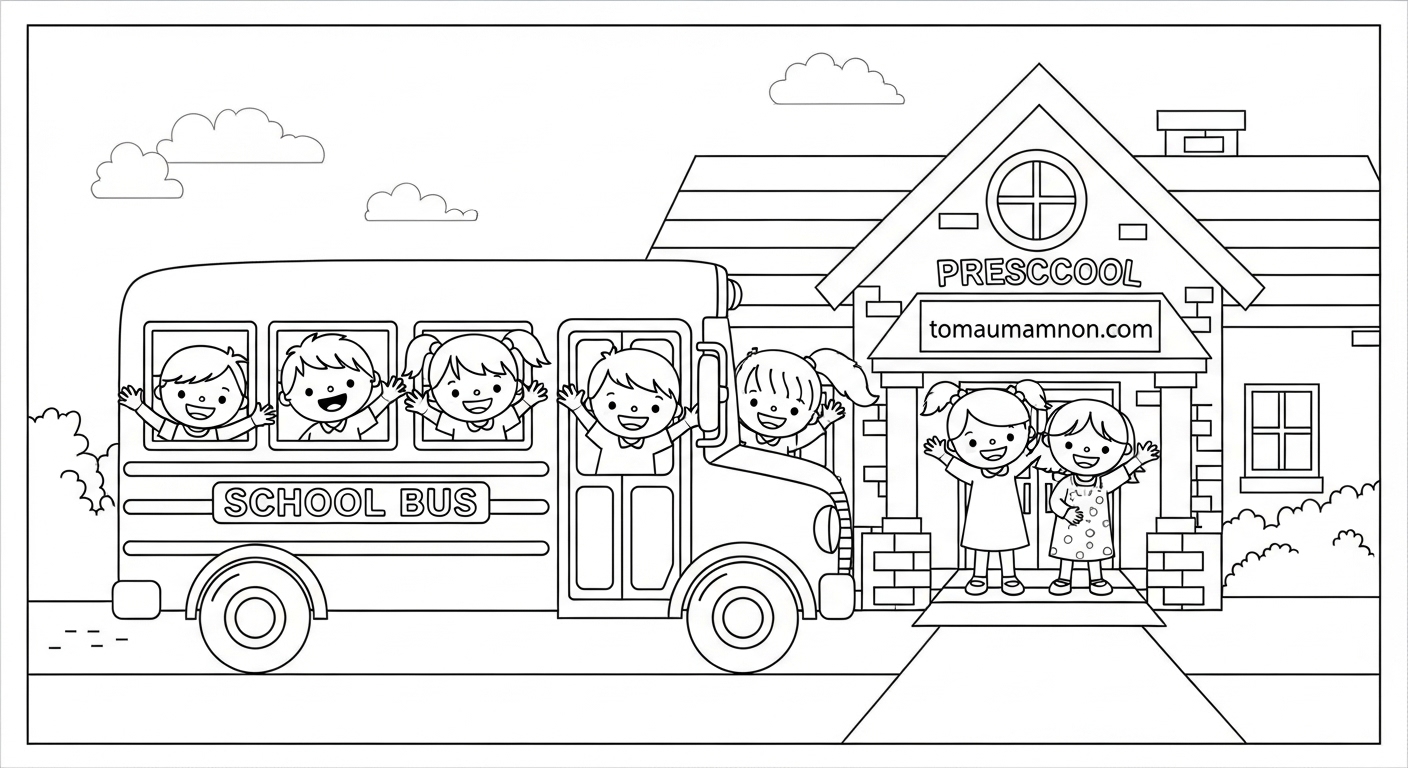 Tranh tô màu trường mầm non 18