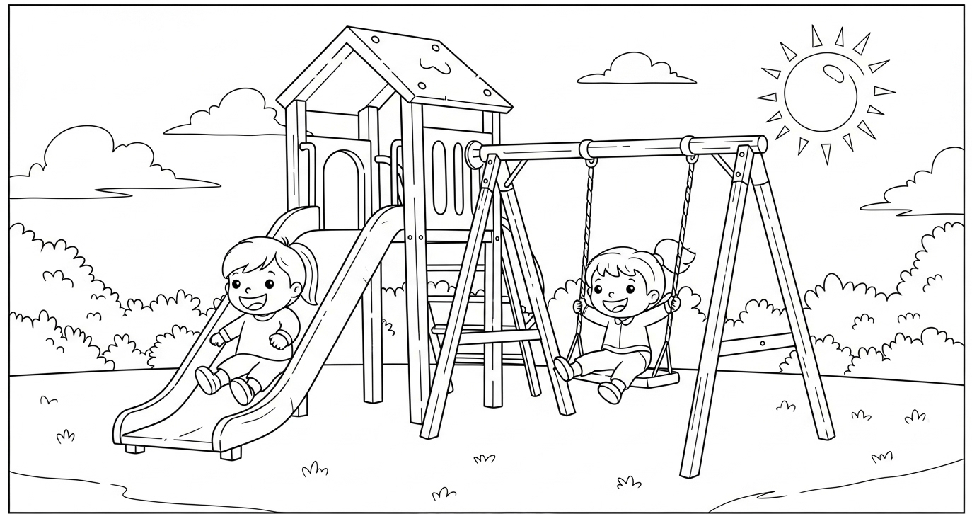 Tranh tô màu trường mầm non 19