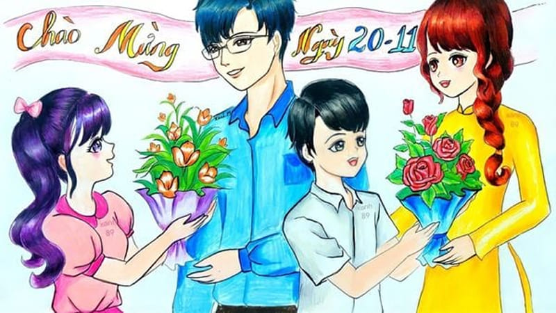 vẽ tranh 20-11 ảnh 10