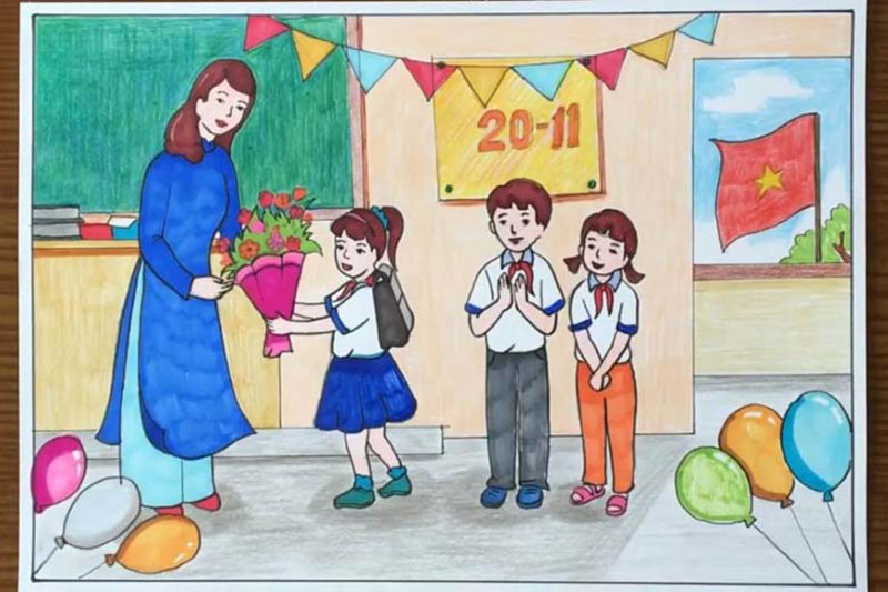 vẽ tranh 20-11 ảnh 11