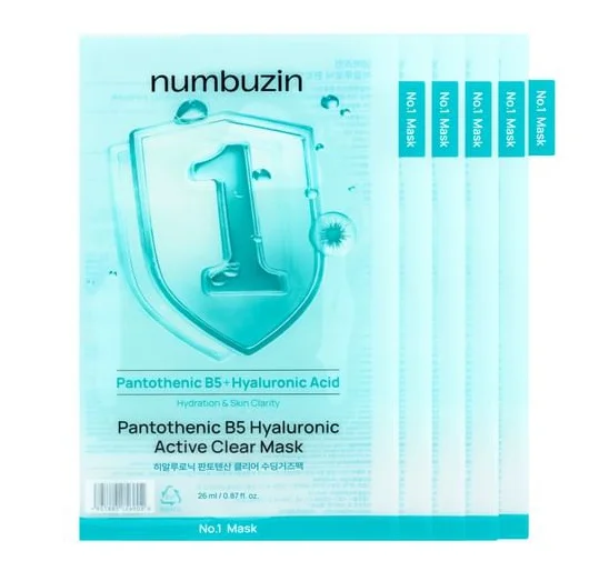 Mặt nạ numbuzin No.1 Pantothenic B5 Hyaluronic Active Clear Mask Set 5 Sheets Us