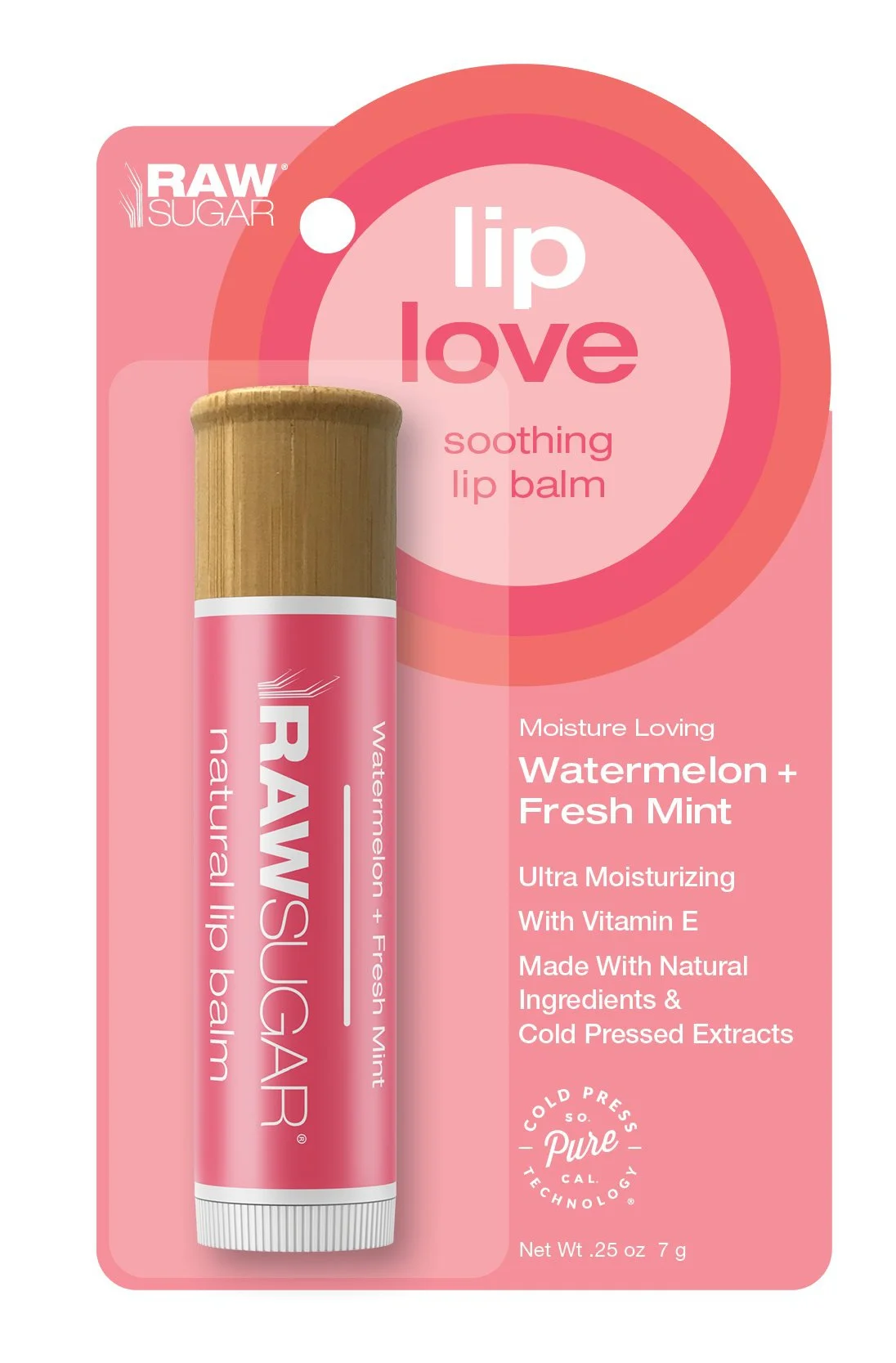 Raw Sugar Natural Lip Balm + Lip Scrub - Watermelon + Fresh Mint