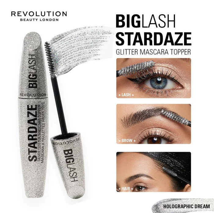 Revolution Big Lash Stardaze Hair & Brow Glitter Mascara Topper Holographic Dream