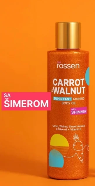 Dầu dưỡng thể Rossen Carrot & Walnut Tanning Body Oil (with Shimmer)