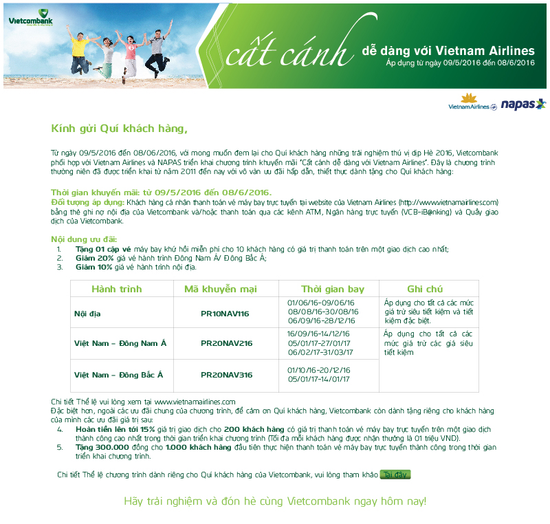 Coupon khuyến mại Vietnam Ariline