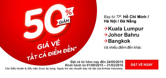 AIRASIA siêu khuyến mại giảm giá vé 50