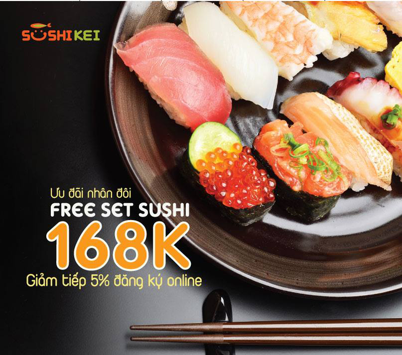 Tặng sushi miễn phí cho nhóm 2 người