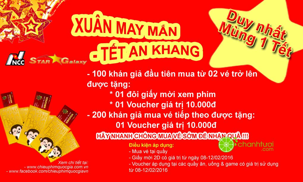 Rạp quốc gia ưu đãi đặc biệt khi đi xem phim ngày Mùng 1 TẾT