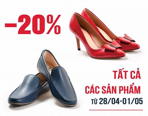 Giày BQ giảm 20% tất cả các sản phẩm chào mừng Lễ lớn 30/4-1/5