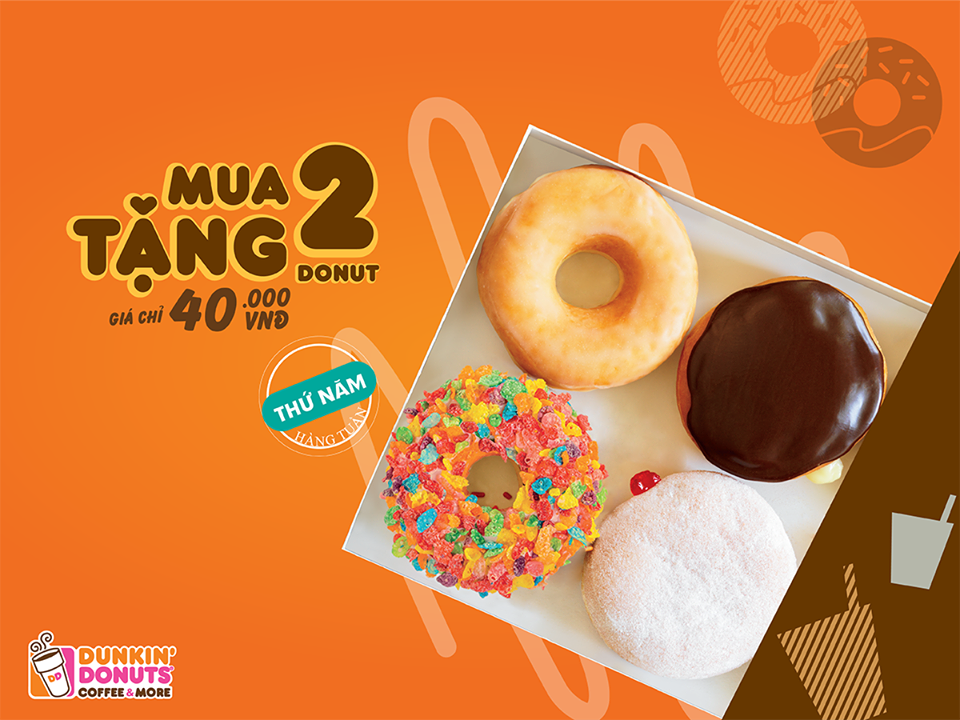 dunkin-donuts-khuyen-mai-mua-2-tang-2-donut-thu-5-hang-tuan