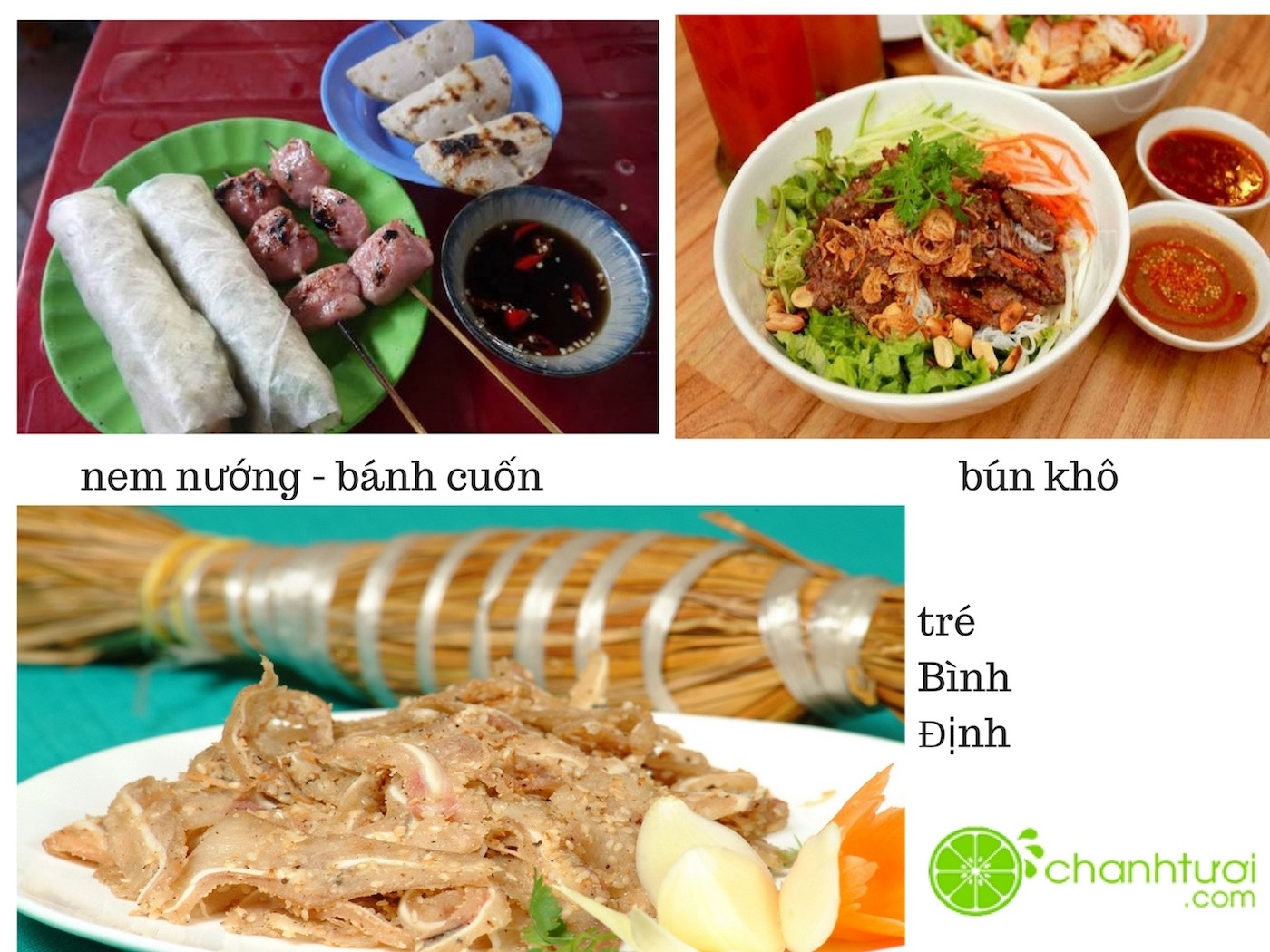 nem chả tré Bình Định nem nướng bún khô