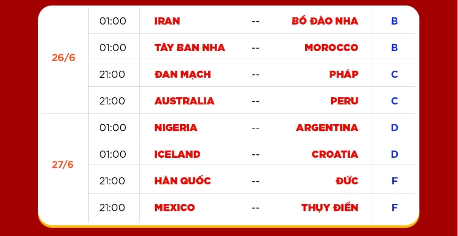 lịch thi đấu world cup 2018