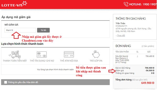 mã giảm giá lotte