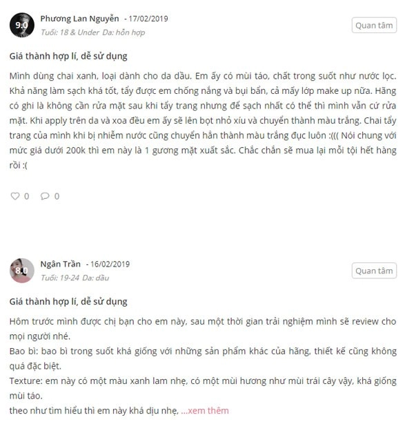 nước tẩy trang cho da dầu