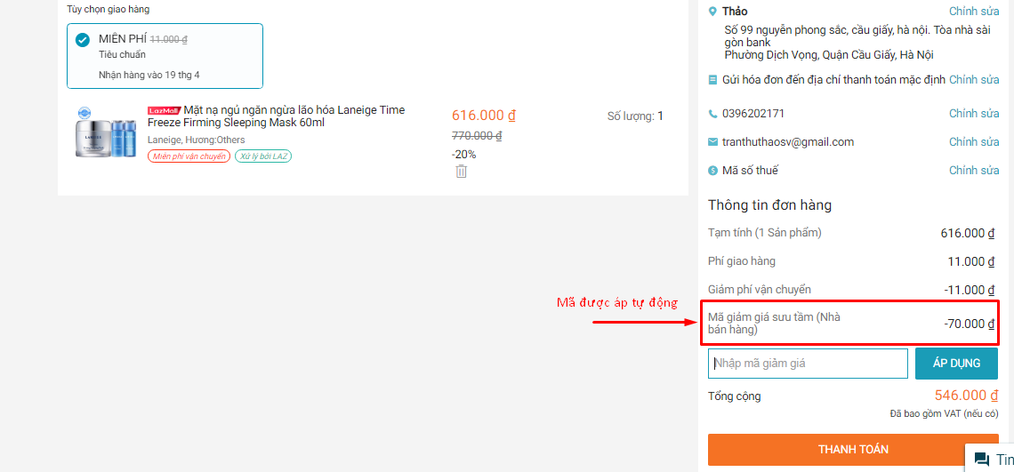 Cách dán mã giảm giá, sử dụng mã trên Lazada.vn