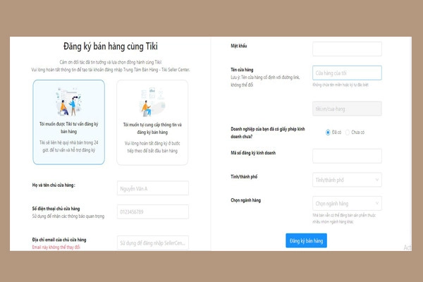 Đăng ký bán hàng trên tiki