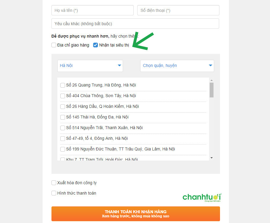 Mua Online và gữ hàng tại siêu thị