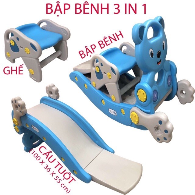 Bập bênh cầu trượt 3 trong 1 dành cho bé từ 0-36 tháng
