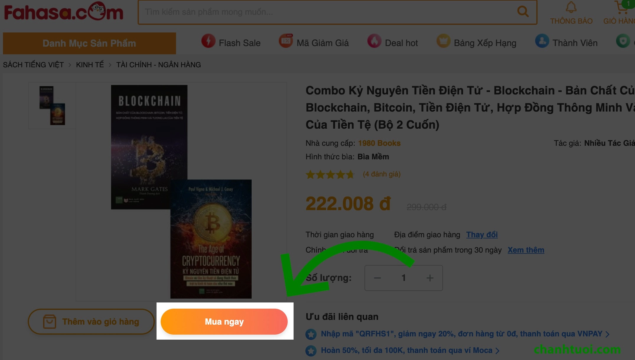 Chọn sách, nhấn nút Mua ngay