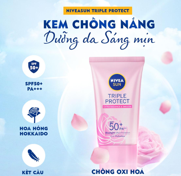Kem Chống Nắng Dưỡng Da Kiểm Soát Nhờn Mụn Spf50+ 40Ml Niveasun Triple Protect Acne Oil Control