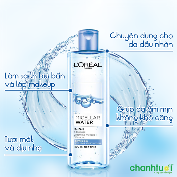 tẩy trang Loreal cho da dầu mụn