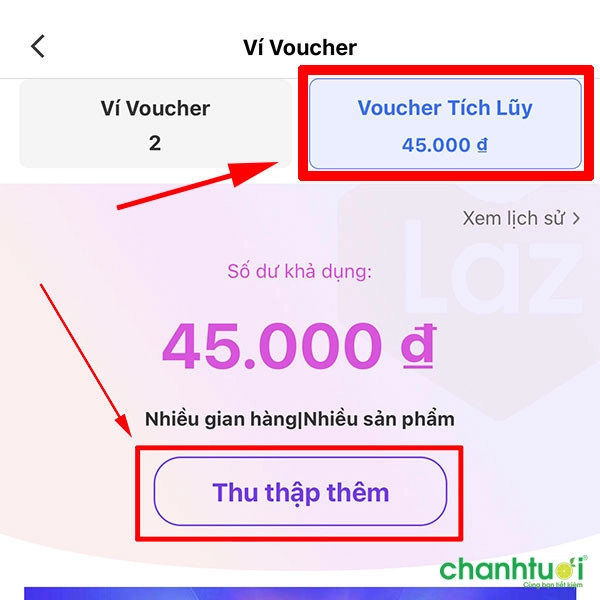 Chọn vào Tích Lũy và chọn thu thập thêm