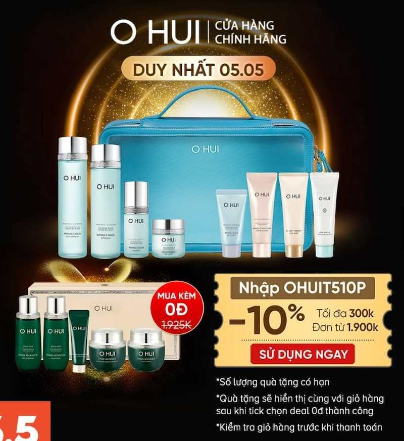 Bộ cấp nước dưỡng ẩm da sáng trong OHUI Miracle Aqua