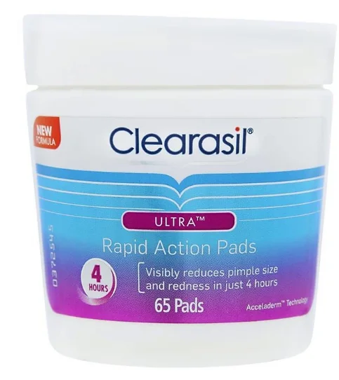 Miếng Lau Clearasil Ngăn_Ngừa_ và Trị_Mụn Giảm Tắc Lỗ Chân Lông Giảm Dầu Thừa Ultra Rapid Action Pads