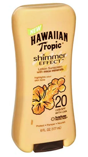 Hawaiian Tropic Shimmer Effect Lotion Sunscreen with Mica Minerals Broad Spectrum SPF 20