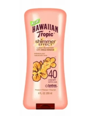 Hawaiian Tropic Shimmer Effect Lotion Sunscreen with Mica Minerals Broad Spectrum SPF 40