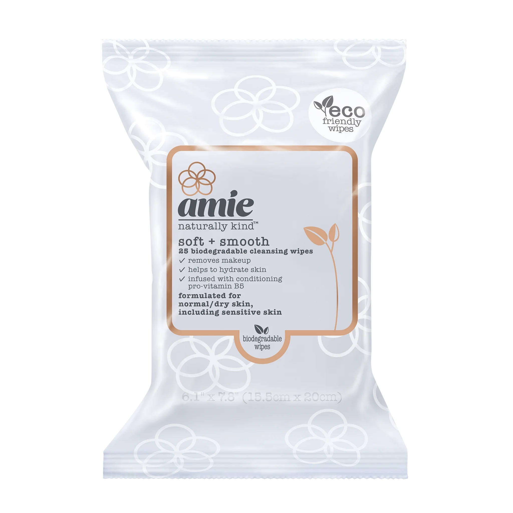 Amie Naturally Kind Soft Smooth Biodegradable Cleansing Wipes