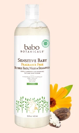 Tắm gội cho bé Babo Botanicals Sensitive Baby Bubble Bath Wash & Shampoo Fragrance Free