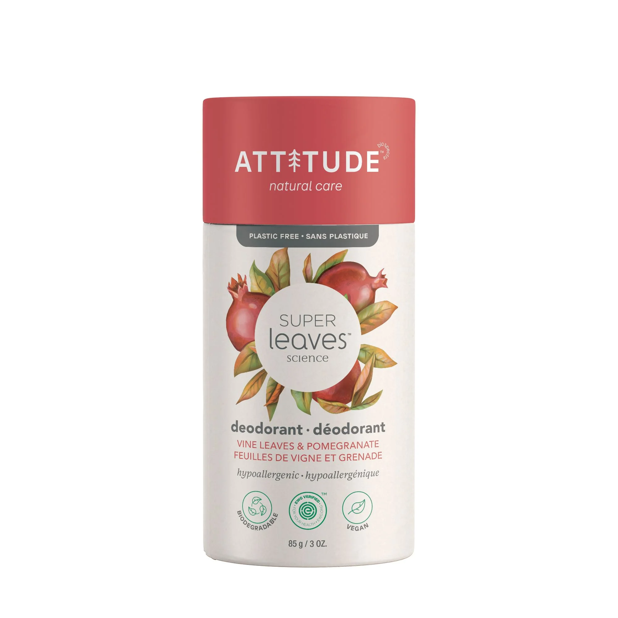 Attitude Super Leaves Plastic Free Deodorant Vine Leaves & Pomegranate