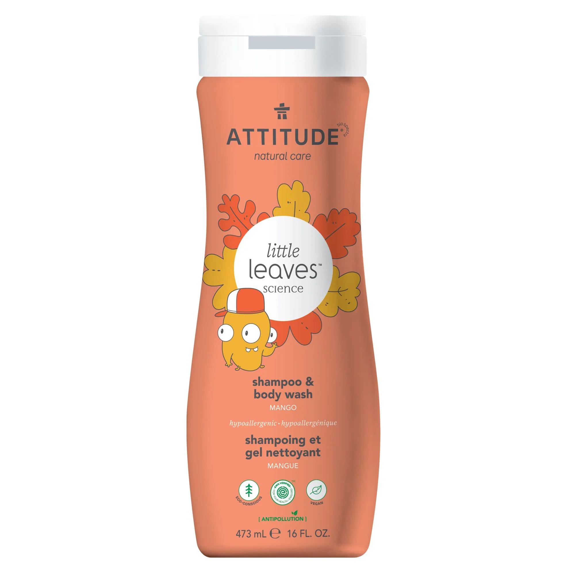 Sữa tắm gội toàn thân xoài Attitude Little Leaves 2 in 1 Shampoo & Body Wash Mango