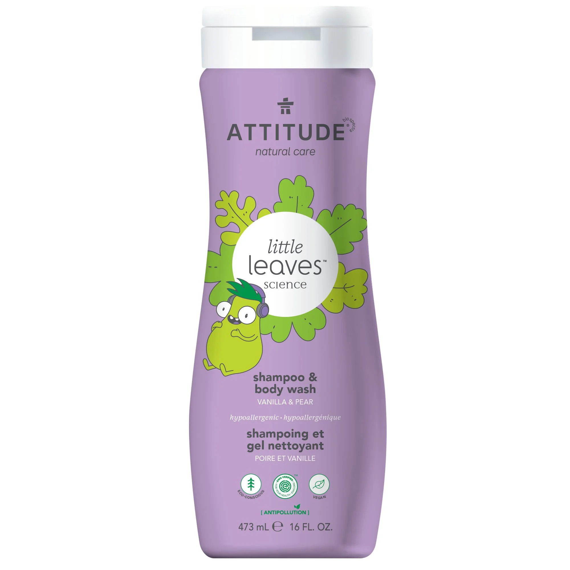 Attitude Little Leaves 2 in 1 Shampoo & Body Wash Vanilla & Pear