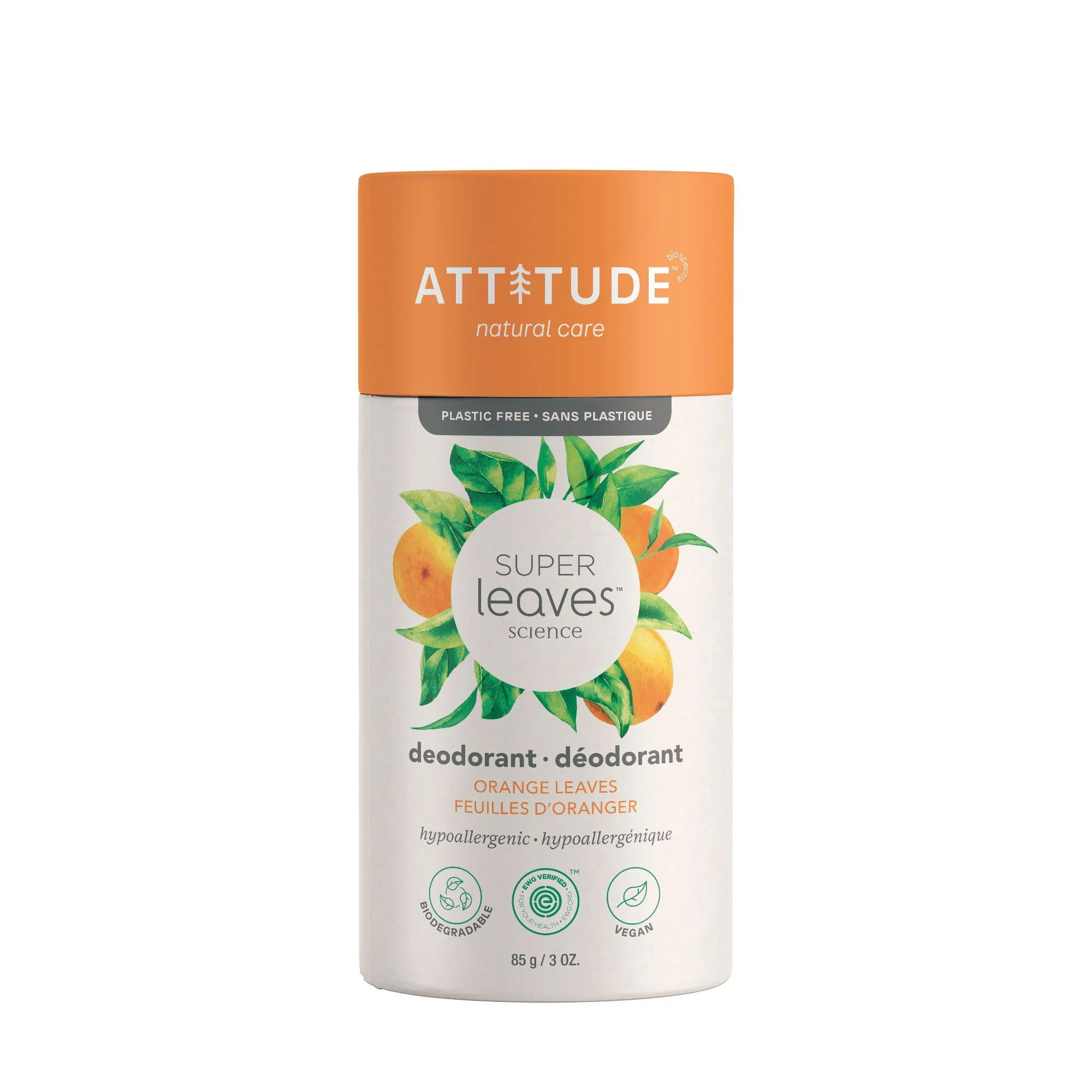 Khử mùi lá cam Attitude Super Leaves Plastic Free Deodorant Orange Leaves