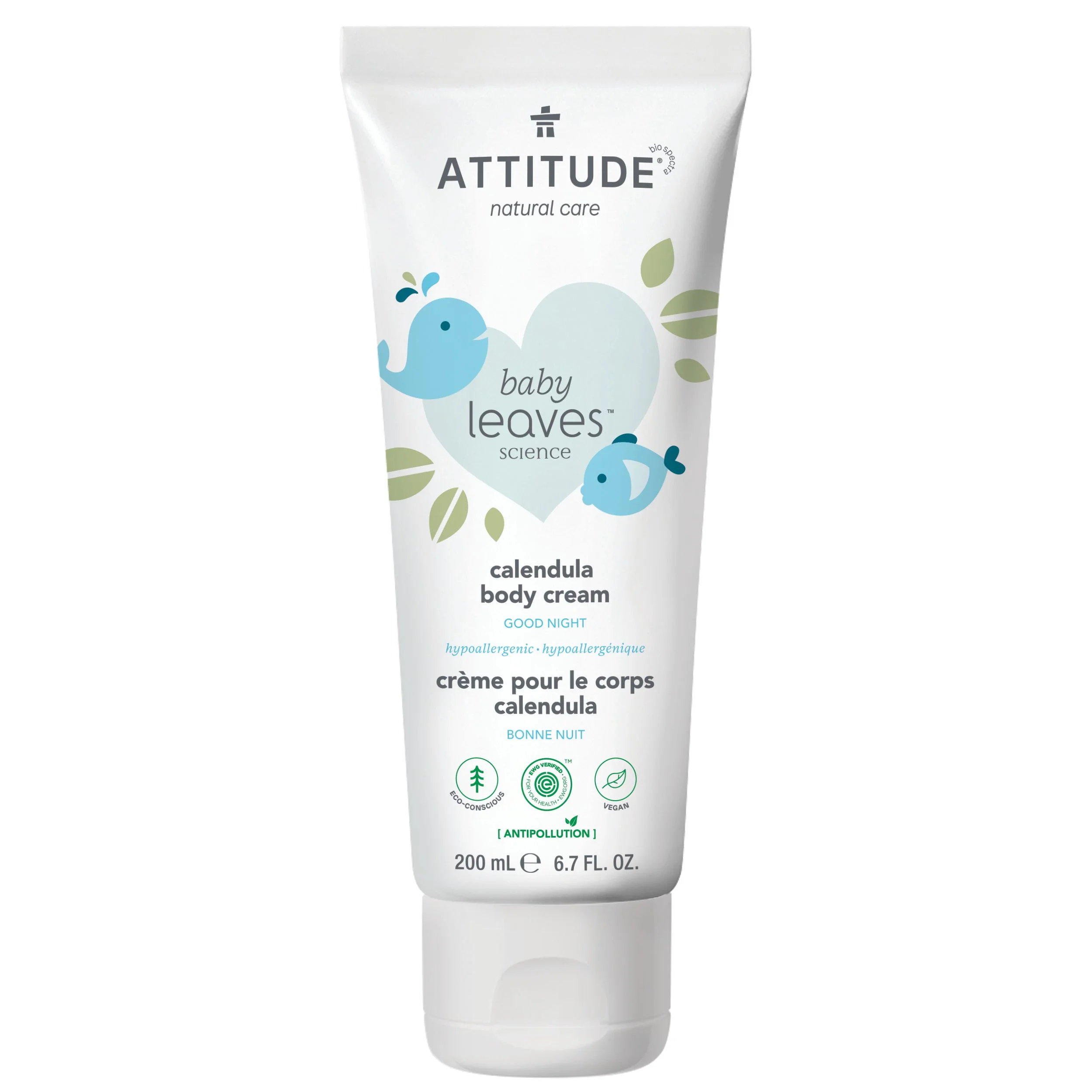 Kem dưỡng da cho trẻ em Attitude Baby Leaves Calendula Cream Good Night Almond Milk