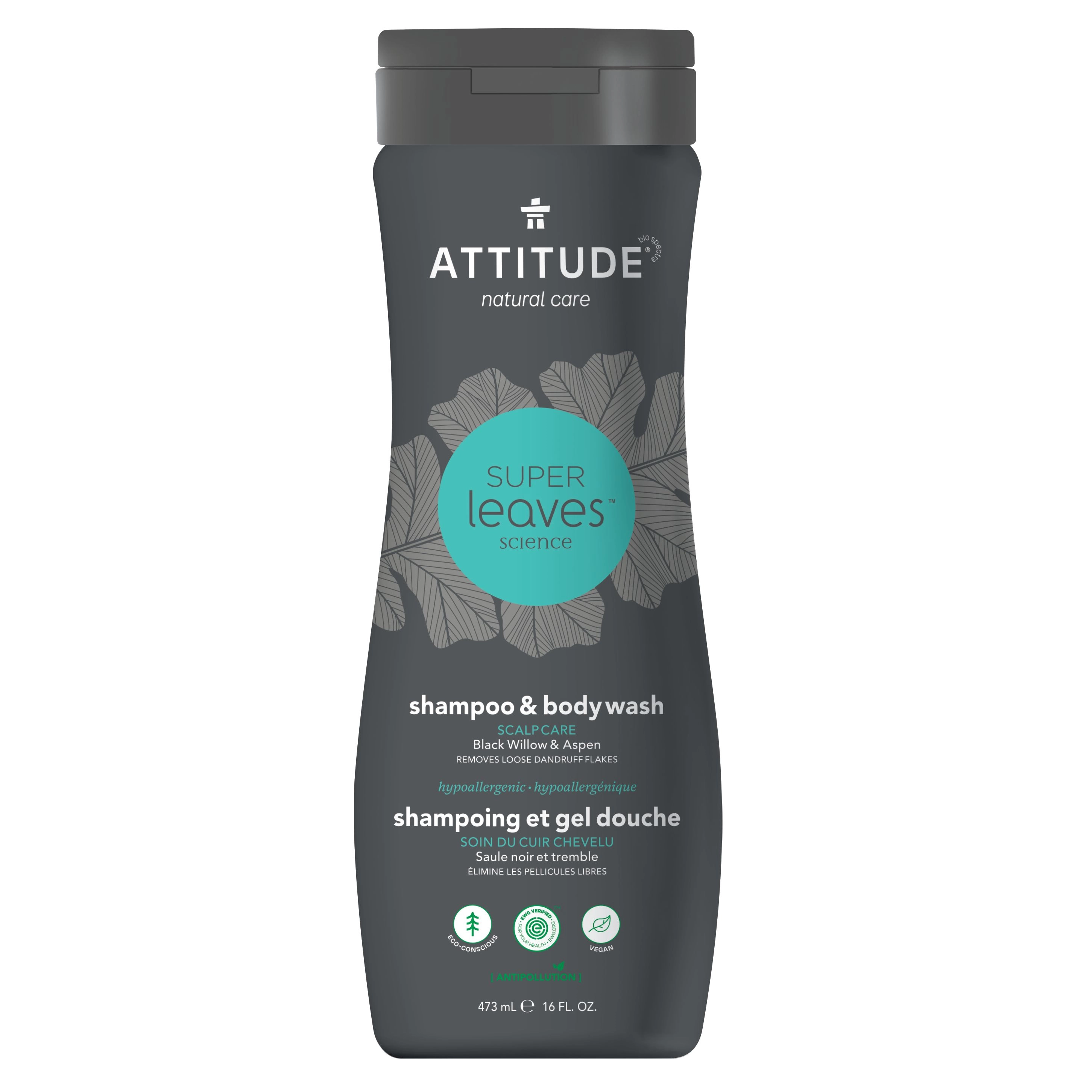 Tắm gội toàn thân Attitude Super Leaves Shampoo & Body Wash 2 in 1 Scalp Care
