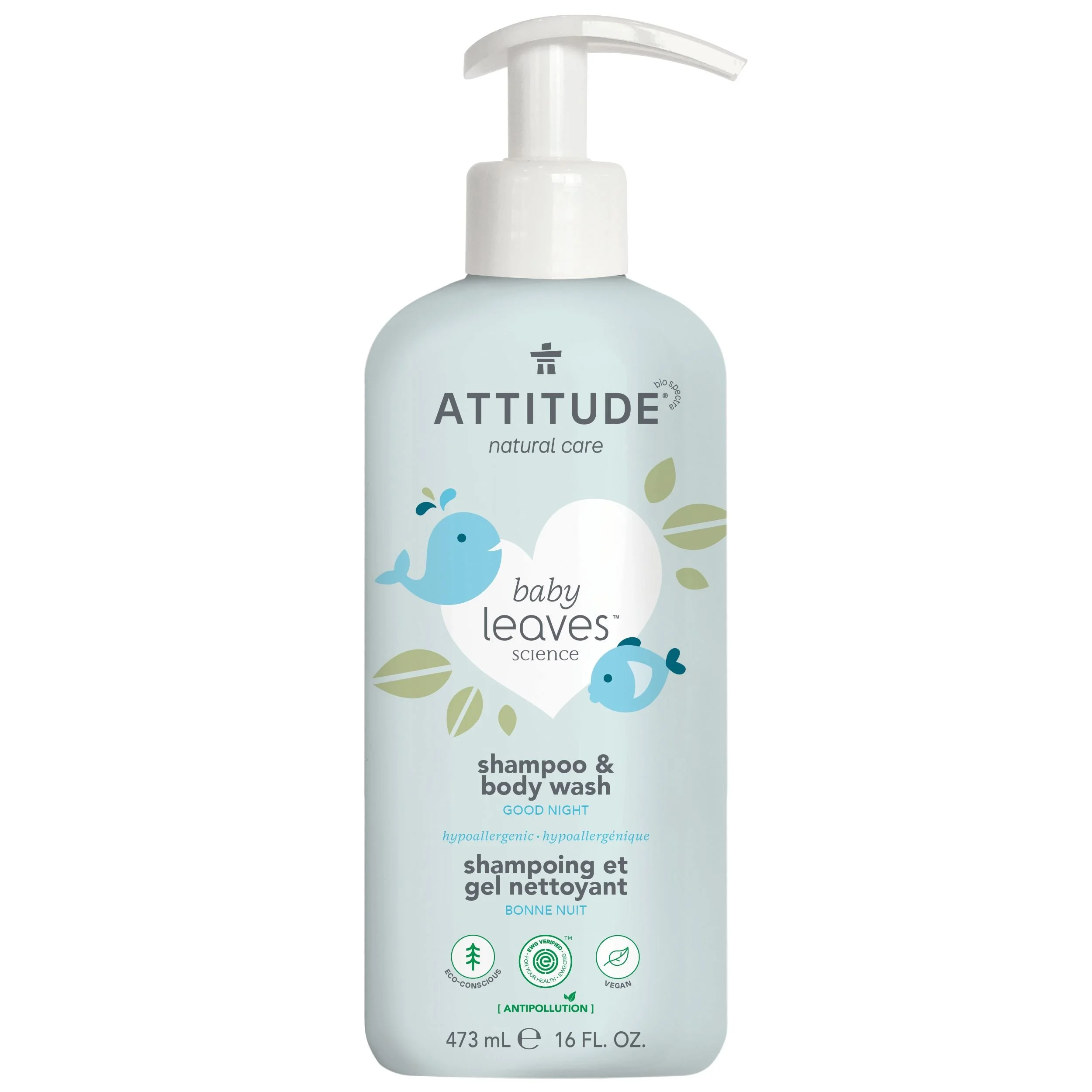 Attitude Baby Leaves 2 in 1 Shampoo & Body Wash Good Night Almond