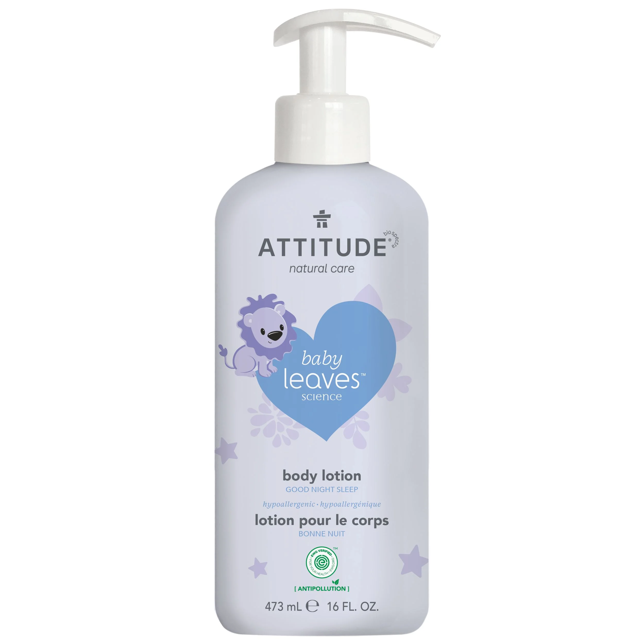 Kem dưỡng da cho trẻ em Attitude Baby Leaves Body Lotion Good Night Almond Milk
