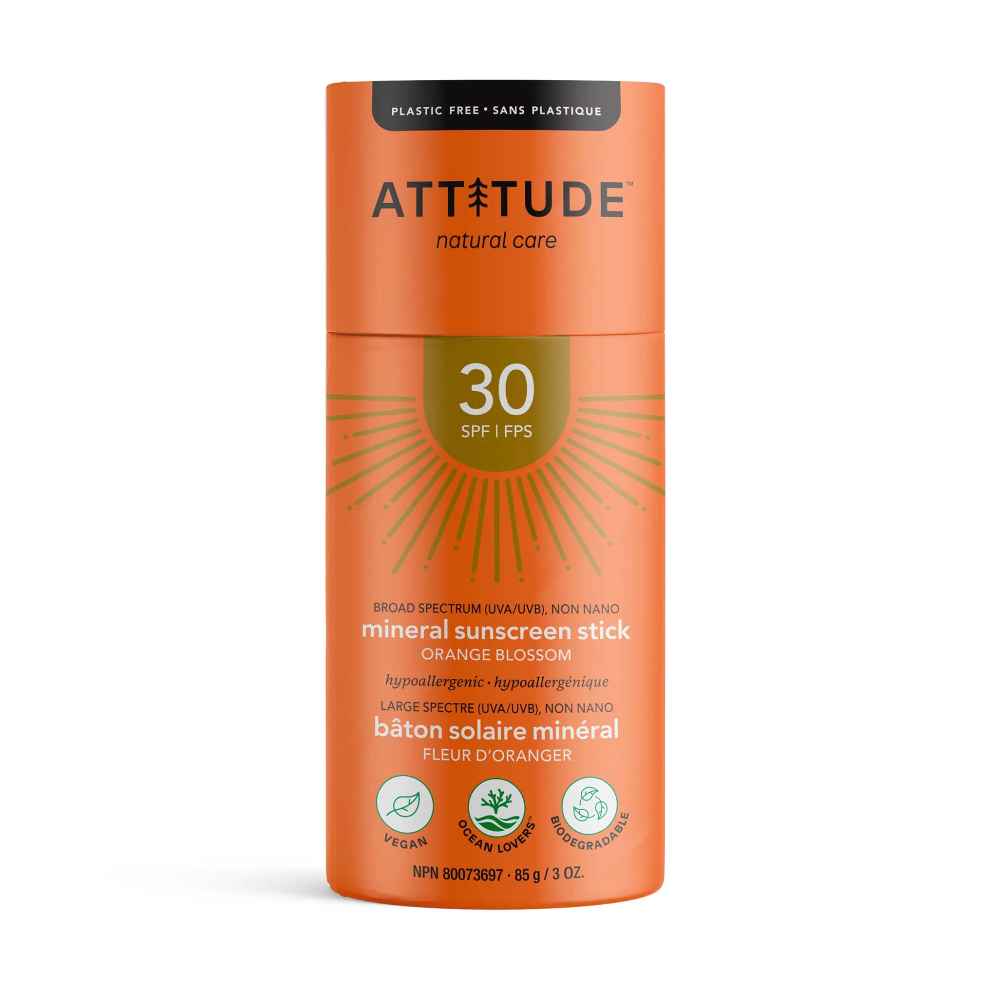 Attitude Sunscreen Stick Orange Blossom SPF 30