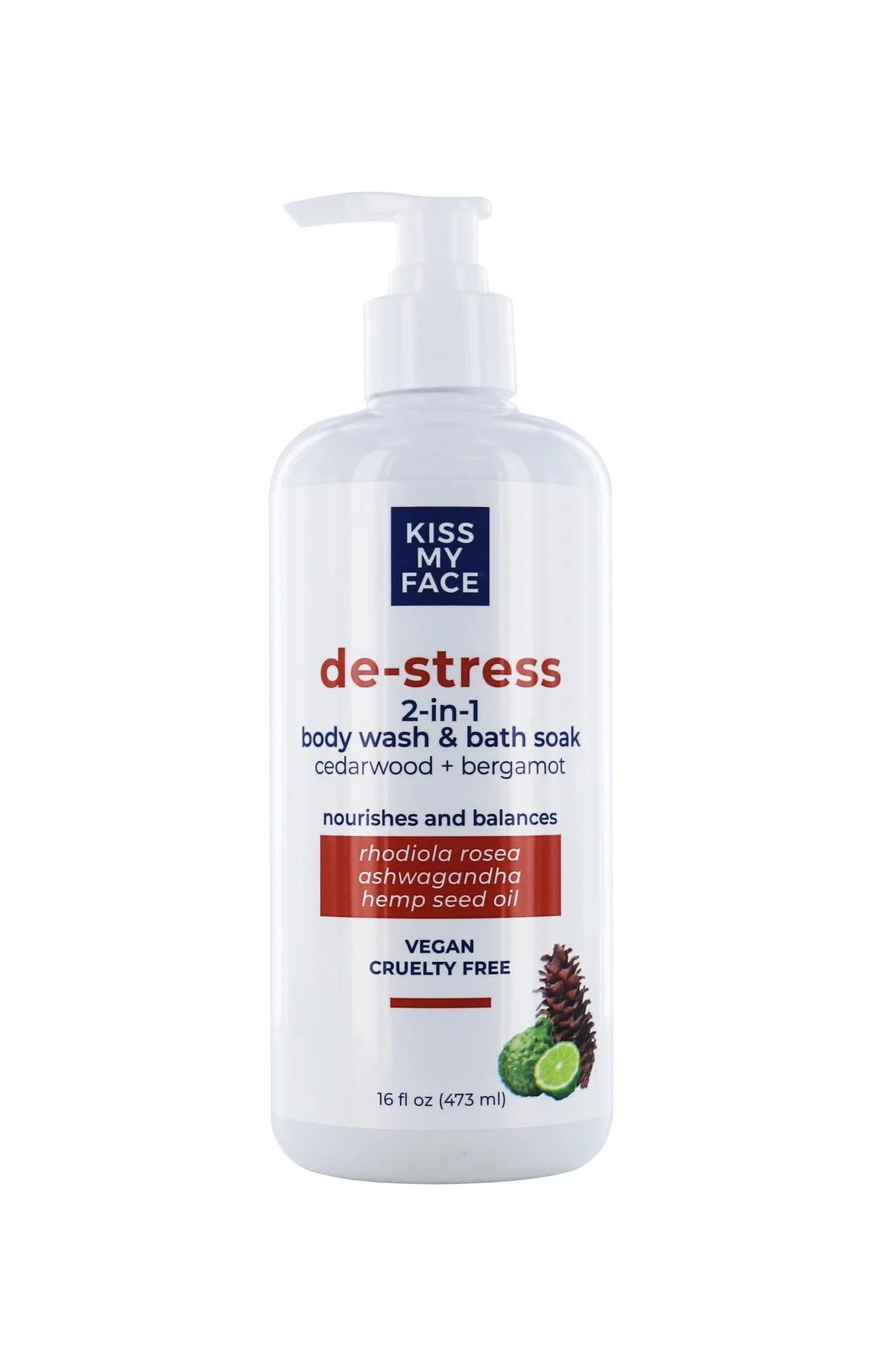 Sữa tắm tạo bọt Kiss My Face De Stress 2 in 1 Body Wash & Bath Soak Cedarwood Bergamot