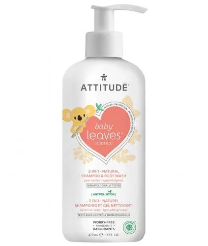 Dầu gội trẻ em tinh chất rượu lê Attitude Baby Leaves 2 in 1 Shampoo Pear Nectar