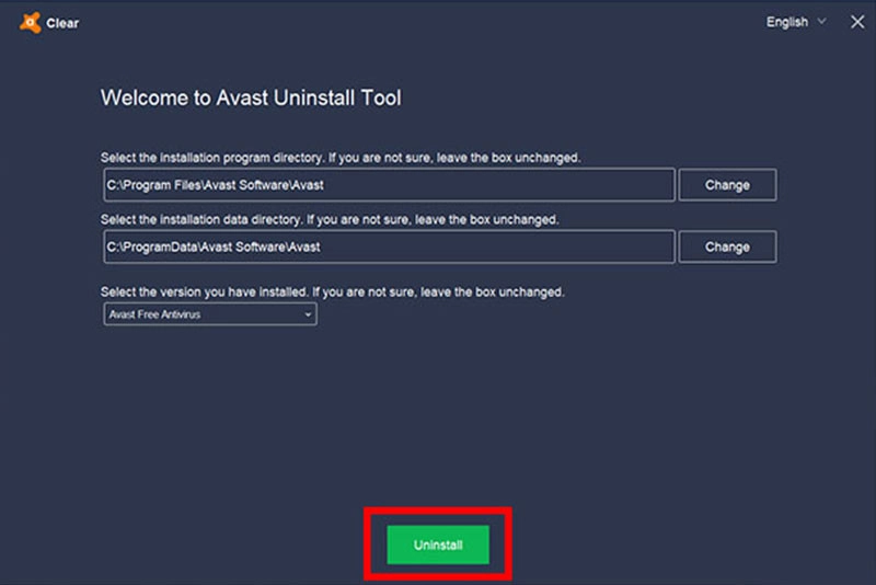 xoa-avast-free-antivirus Nhấn "Uninstall"