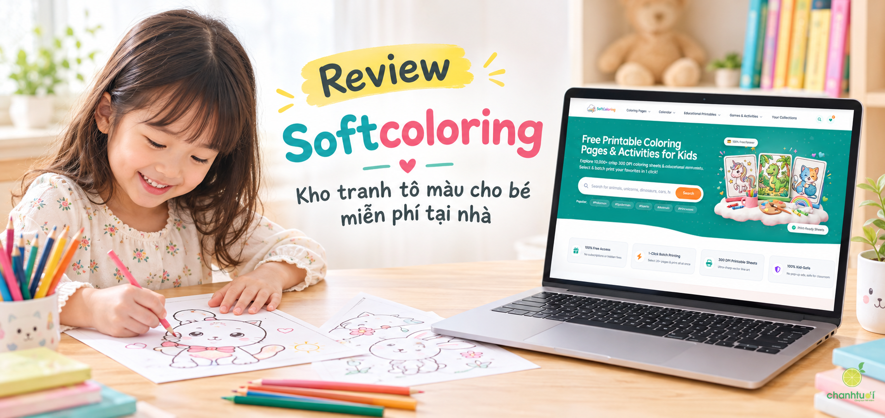 Review Softcoloring: Kho tranh tô màu miễn phí giúp bé thỏa sức sáng tạo