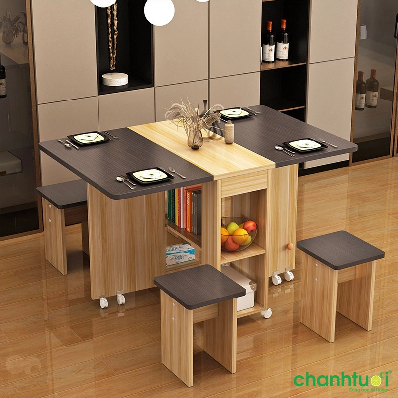Bộ bàn ăn gấp gọn thông minh OHAHA (tặng kèm 4 ghế)