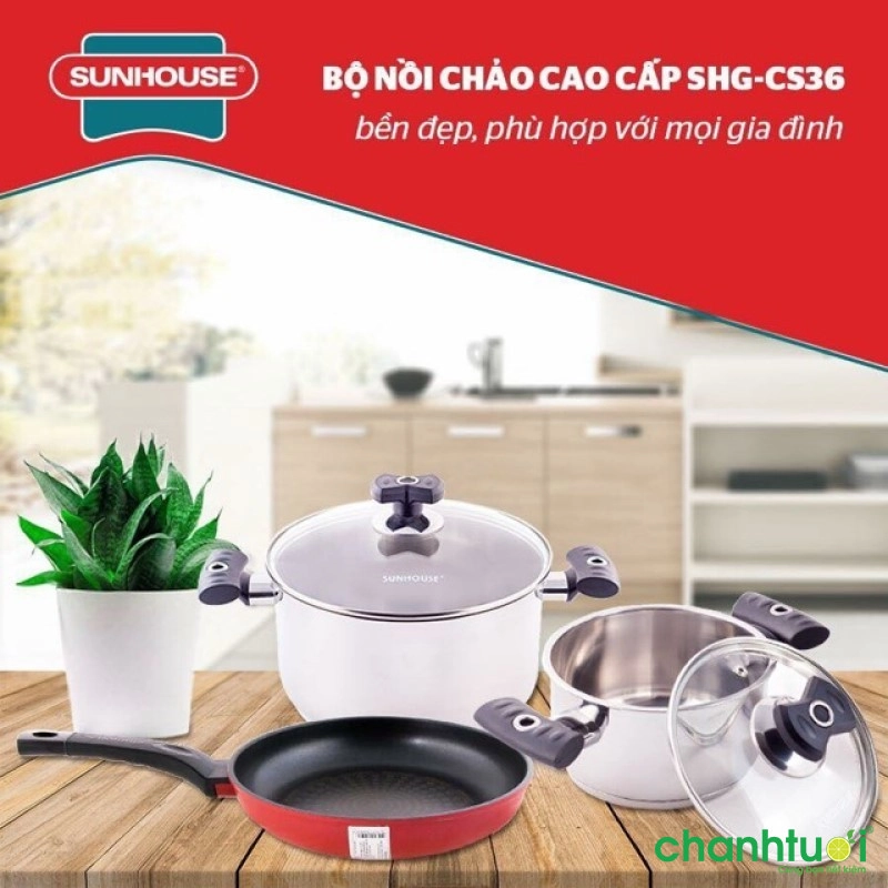 Bộ xoong nồi SUNHOUSE SHG-CS36